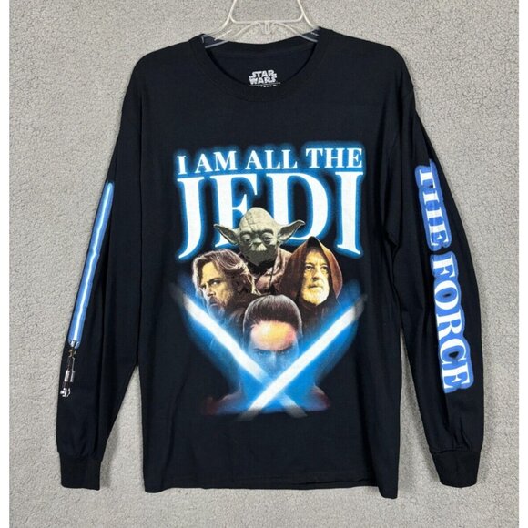 Star Wars Unisex Long Sleeve Shirt "I Am All The Jedi" Graphic Tee Medium NWOT's - Picture 3 of 8